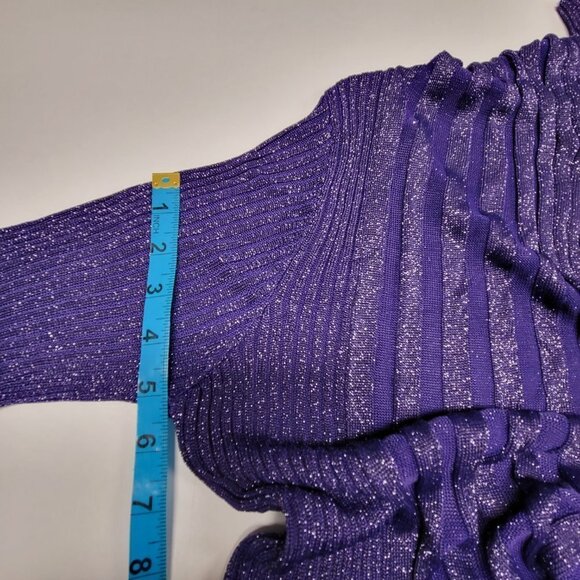 PURPLE Glitter Open Front Asymmetrical Cardigan One Size - Picture 10 of 12